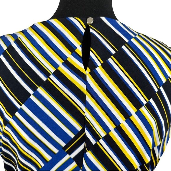 Calvin Klein Sleeveless Bold Stripes/Geometric Print Blouse Size Large Petite - Picture 7 of 8